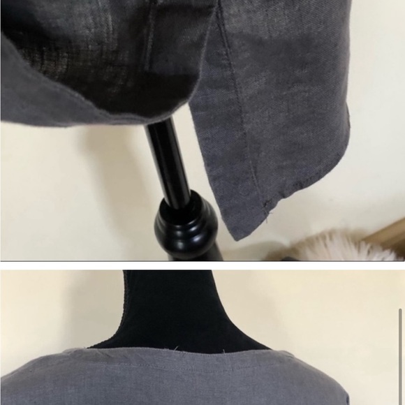 Ellen Tracy 100% linen grey pullover blouse top 3/4 sleeve lagenlook size medium - Picture 8 of 13